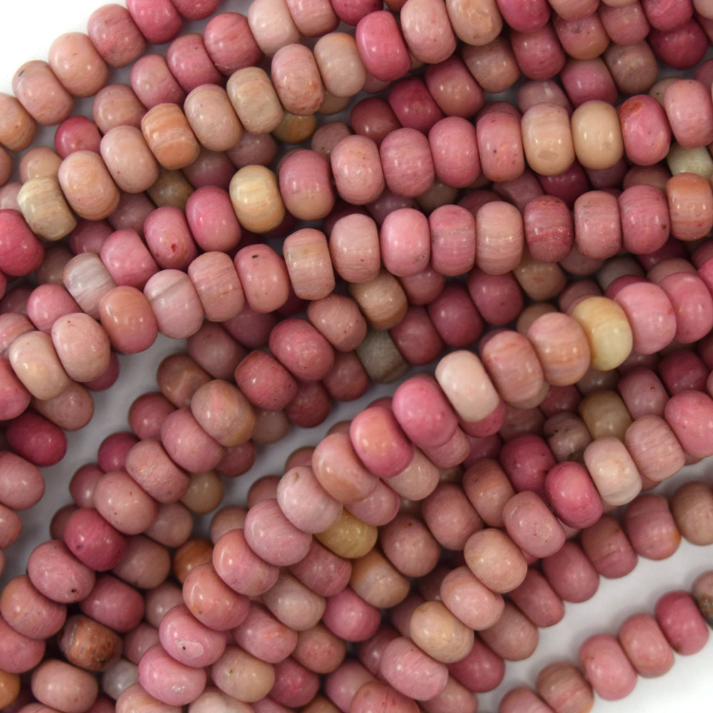 6mm pink rhodonite rondelle beads 15.5" strand