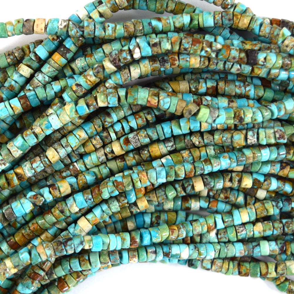 Natural Brown Green Blue Turquoise Heishi Disc Beads 15.5" Strand 3mm 4mm 5mm