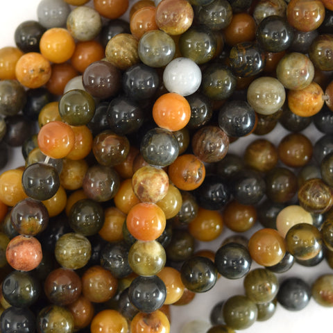 10mm faceted petrified wood agate round beads 15" strand S1