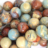 Natural Brown Blue Snake Skin Jasper Round Beads 15