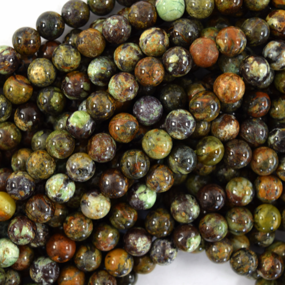Natural Green Brown Brazilian Opal Round Beads 15.5" Strand 6mm 8mm 10mm