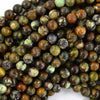 Natural Green Brown Brazilian Opal Round Beads 15.5