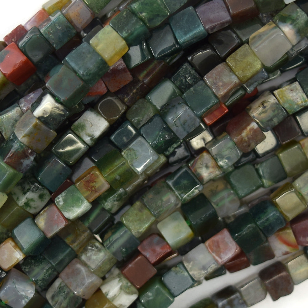 4mm natural Indian agate cube beads 15.5" strand