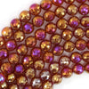 Mystic Titanium Faceted Red Carnelian Round Beads 15