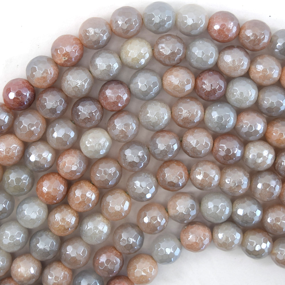 Mystic Titanium Faceted Peach Aventurine Round Beads 15" 6mm 8mm 10mm 12mm