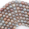 Mystic Titanium Faceted Peach Aventurine Round Beads 15