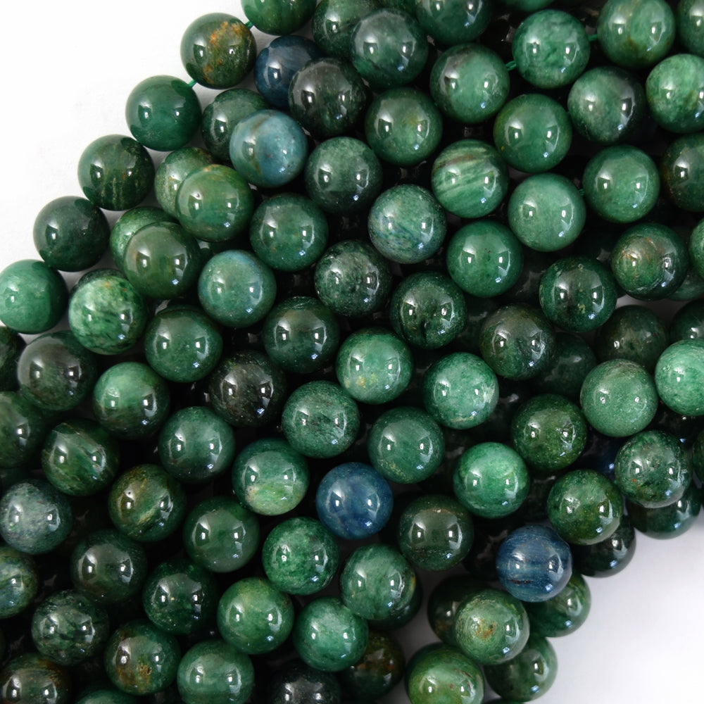 Natural Green Mica Muscovite in Fuchsite Round Beads 15" Strand 6mm 8mm 10mm