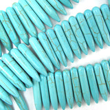 24mm blue turquoise stick needle beads 16