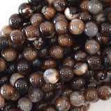 Dark Brown Agate Round Beads Gemstone 15