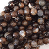 Dark Brown Agate Round Beads Gemstone 15