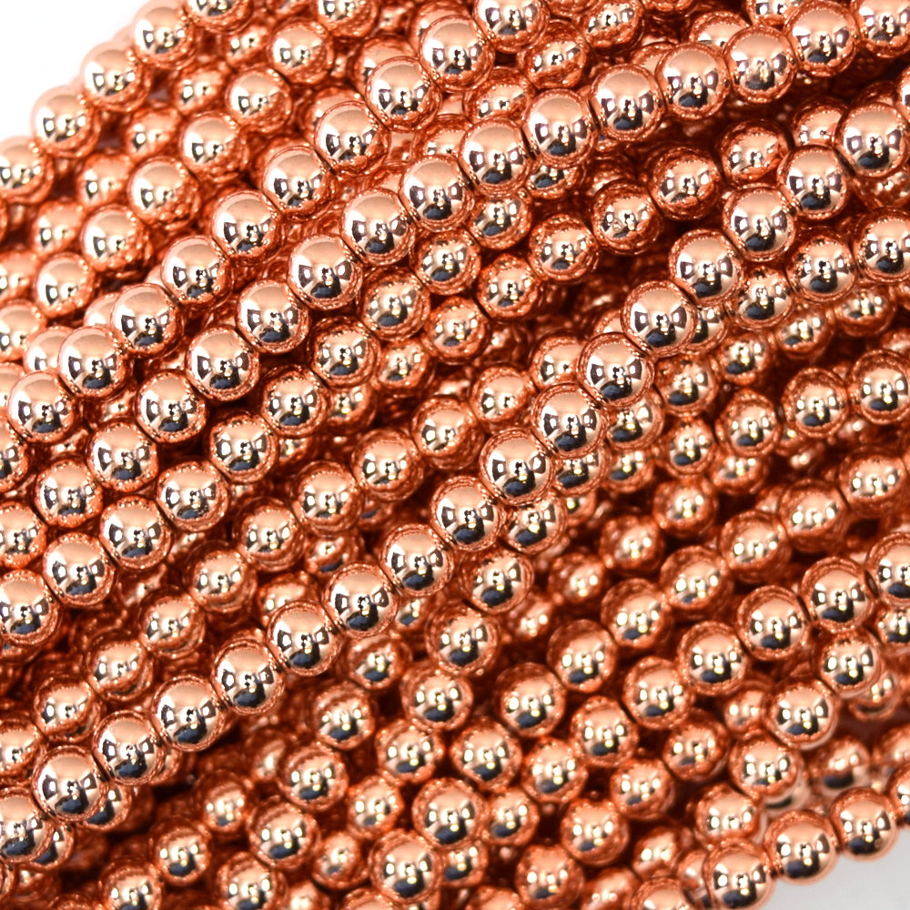 Rose Gold Hematite Round Beads 15.5" Strand S1 4mm 6mm 8mm