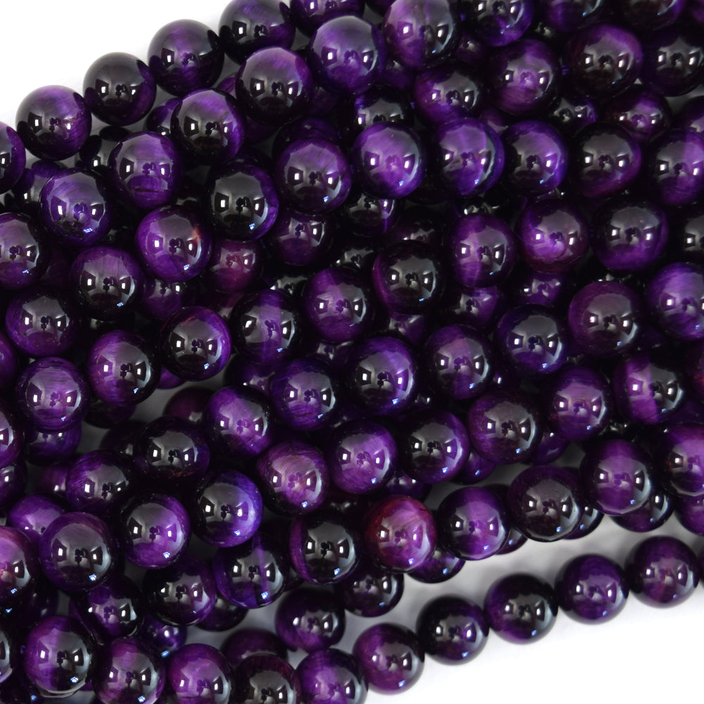 AA Purple Tiger Eye Round Beads Gemstone 15" Strand 4mm 6mm 8mm 10mm 12mm
