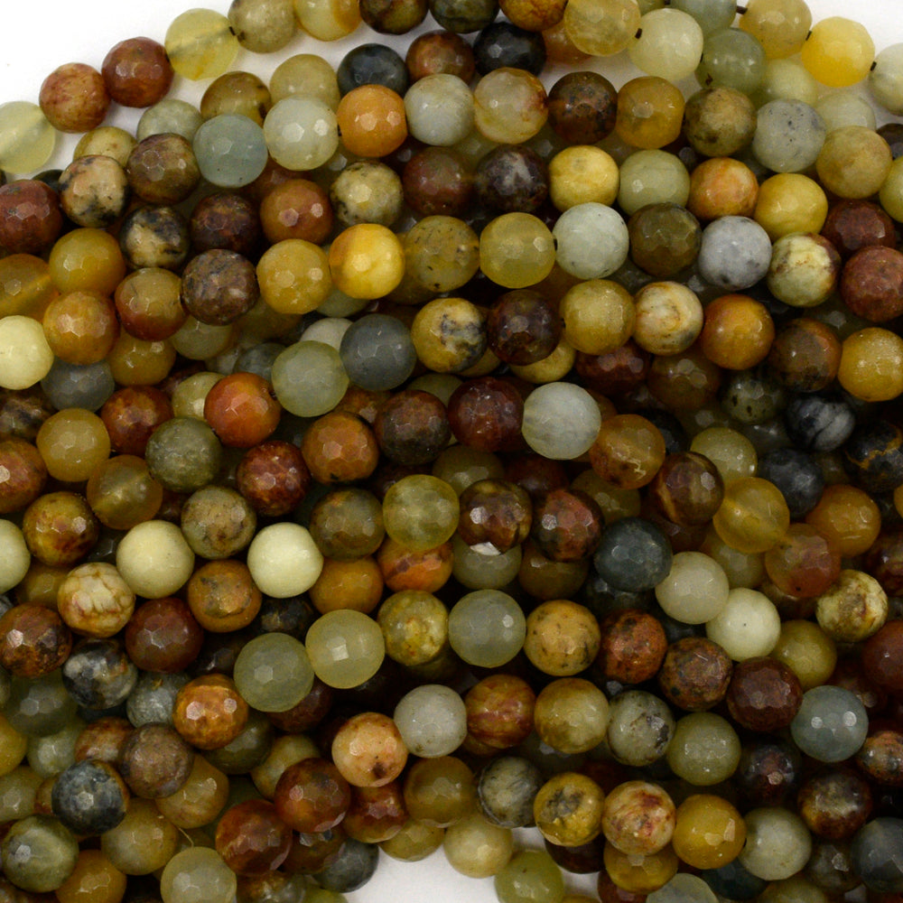 Faceted Flower Jade Round Beads Gemstone 15.5" Strand 4mm 6mm 8mm 10mm 12mm