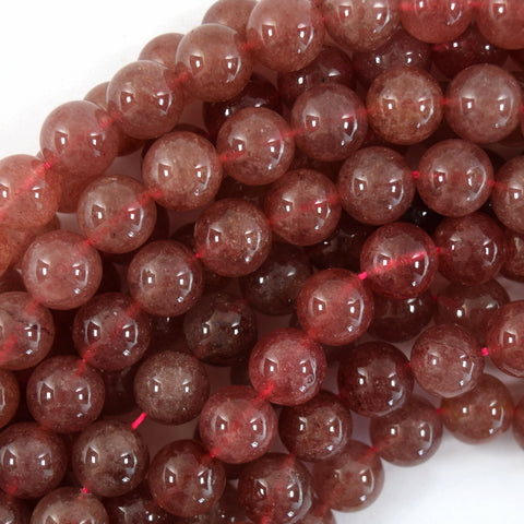 Natural Strawberry Quartz Round Beads Gemstone 15.5" Strand S2 6mm 8mm 10mm