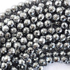 Faceted Silver Hematite Round Beads Gemstone 15.5