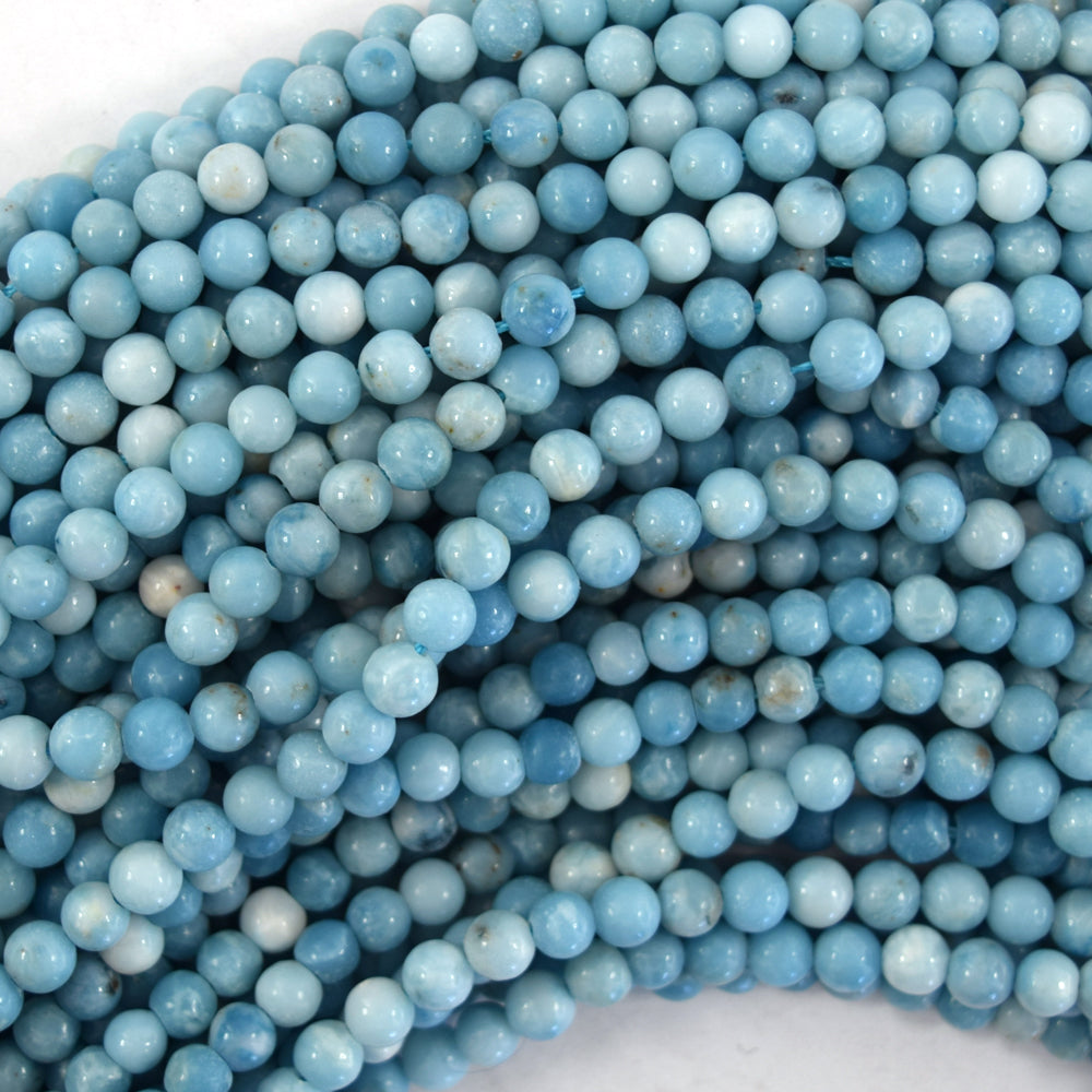 Blue Larimar Quartz Round Beads Gemstone 15" Strand 4mm 6mm 8mm 10mm 12mm S2