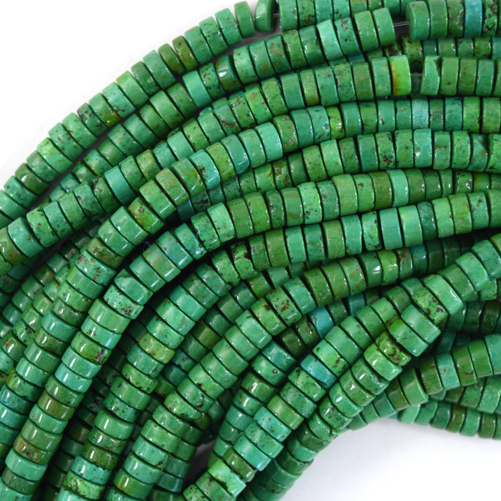 D Green Turquoise Heishi Disc Beads Gemstone 15.5" Strand S2 4mm 6mm 8mm
