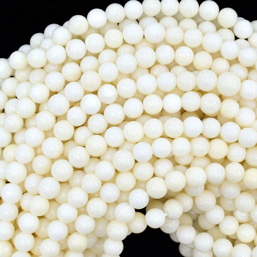 White Coral Round Beads Gemstone 15" Strand 4mm 6mm 8mm