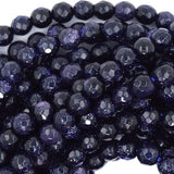 Faceted Blue Goldstone Round Beads Gemstone 14