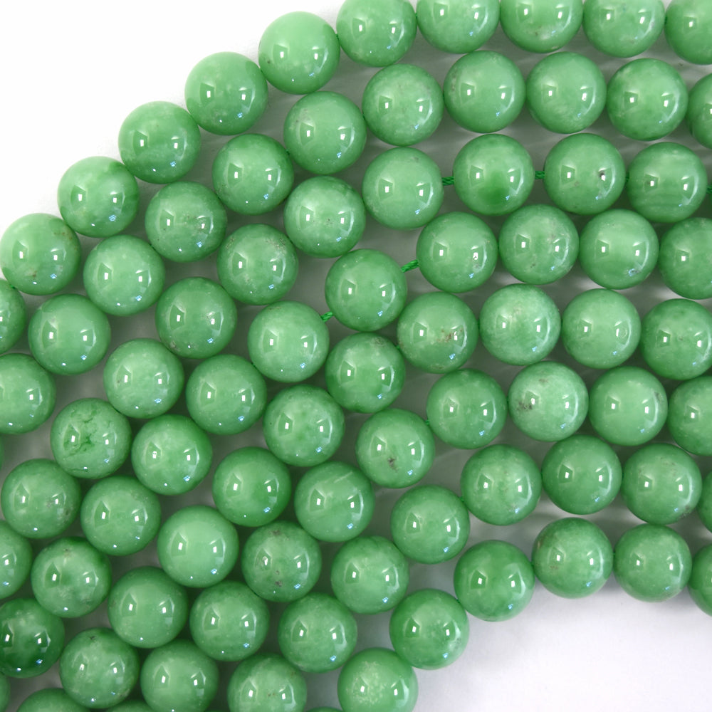 Natural Dark Green Angelite Round Beads Gemstone 15.5" Strand 6mm 8mm 10mm 12mm
