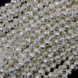 Faceted Bright Silver Hematite Round Beads 15.5
