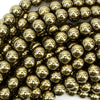 Pyrite Colored Hematite Round Beads Gemstone 15.5