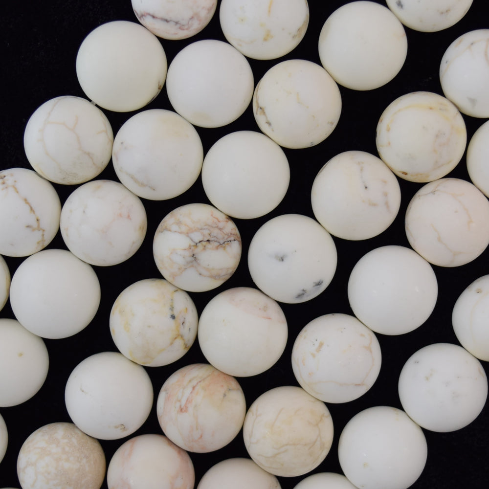 Matte White Turquoise Round Beads Gemstone 15.5" Strand 4mm 6mm 8mm 10mm 12mm