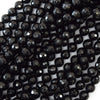 AA Natural Faceted Black Tourmaline Round Beads 15