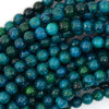 Blue Green Colored Azurite Round Beads 15.5