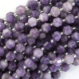 Natural Purple Lepidolite Prism Double Point Cut Faceted Beads 15.5