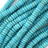 Light Blue Turquoise Rondelle Button Beads Gemstone 15.5
