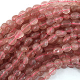 8mm - 10mm natural strawberry quartz pebble nugget beads 15.5