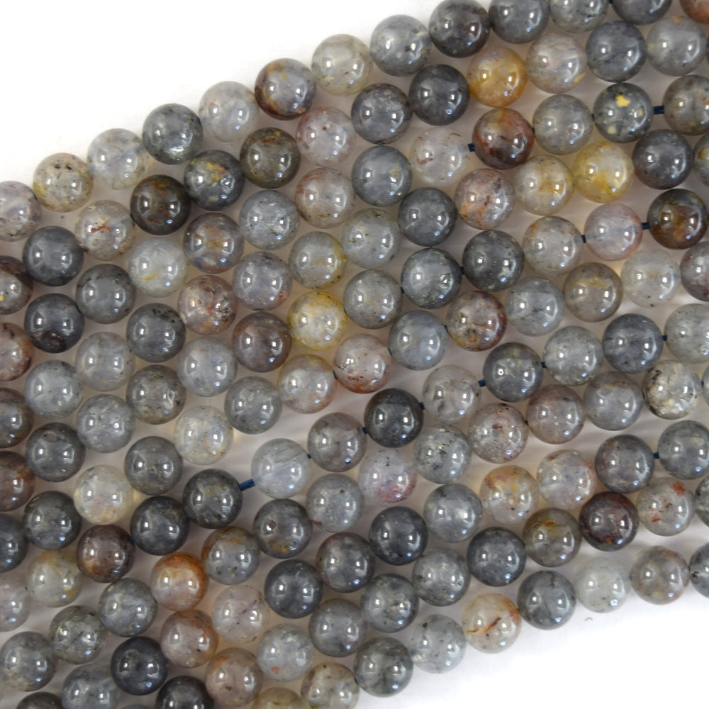 Natural Gray Sesame Crystal Quartz Round Beads Gemstone 15" Strand 6mm 8mm 10mm