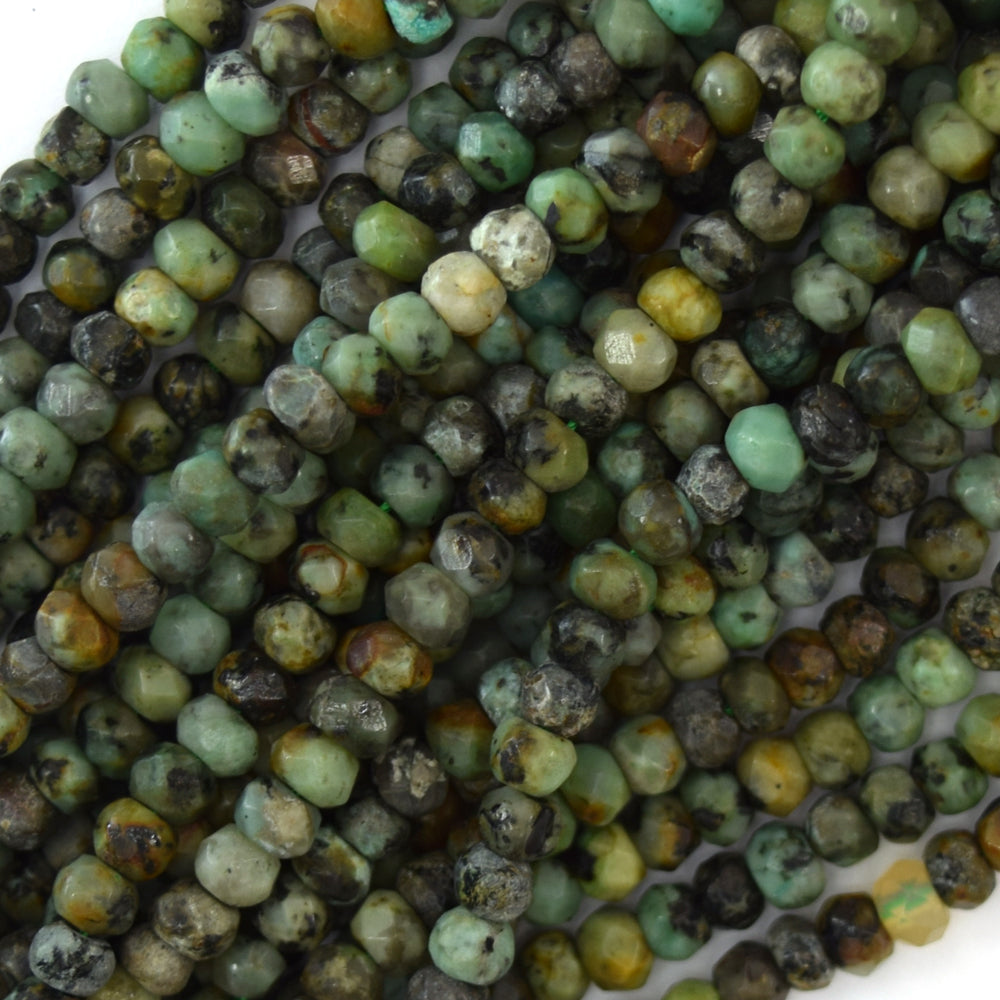 4mm faceted african turquoise rondelle beads 15" strand