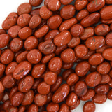 6mm - 8mm natural red jasper pebble nugget beads 15.5