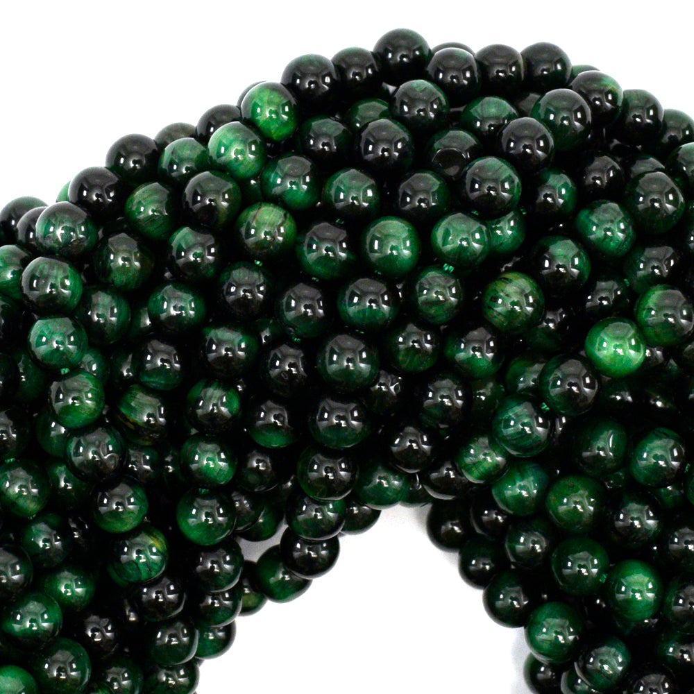AA Green Tiger Eye Round Beads Gemstone 15.5" Strand 4mm 6mm 8mm 10mm 12mm