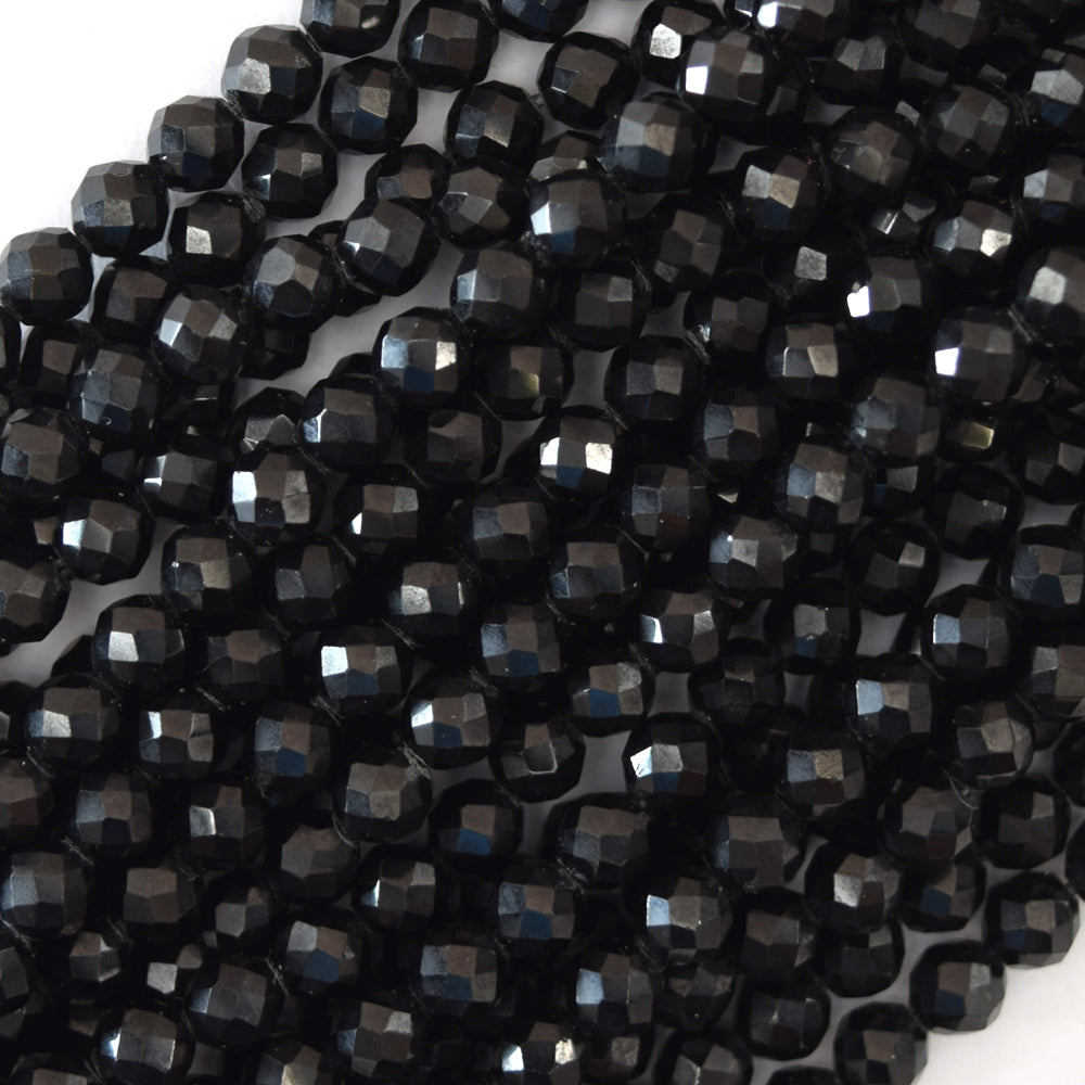 AA Natural Faceted Black Tourmaline Round Beads 15.5" 3mm 4mm 5mm 6mm 8mm 10mm