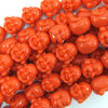 16mm synthetic coral carved buddha beads 12