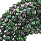 10mm ruby zoisite jade round beads 15.5