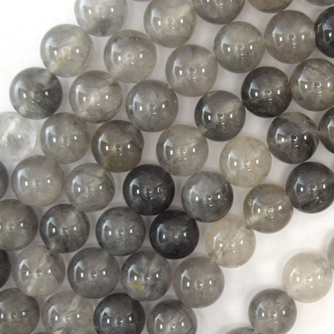 Natural Black Rutilated Quartz Round Beads 15.5" Strand S1 4mm 6mm 8mm 10mm 12mm