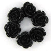 6 10mm synthetic coral carved rose flower pendant bead black