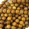 Natural Gold Brown Wood Agate Round Beads Gemstone 15