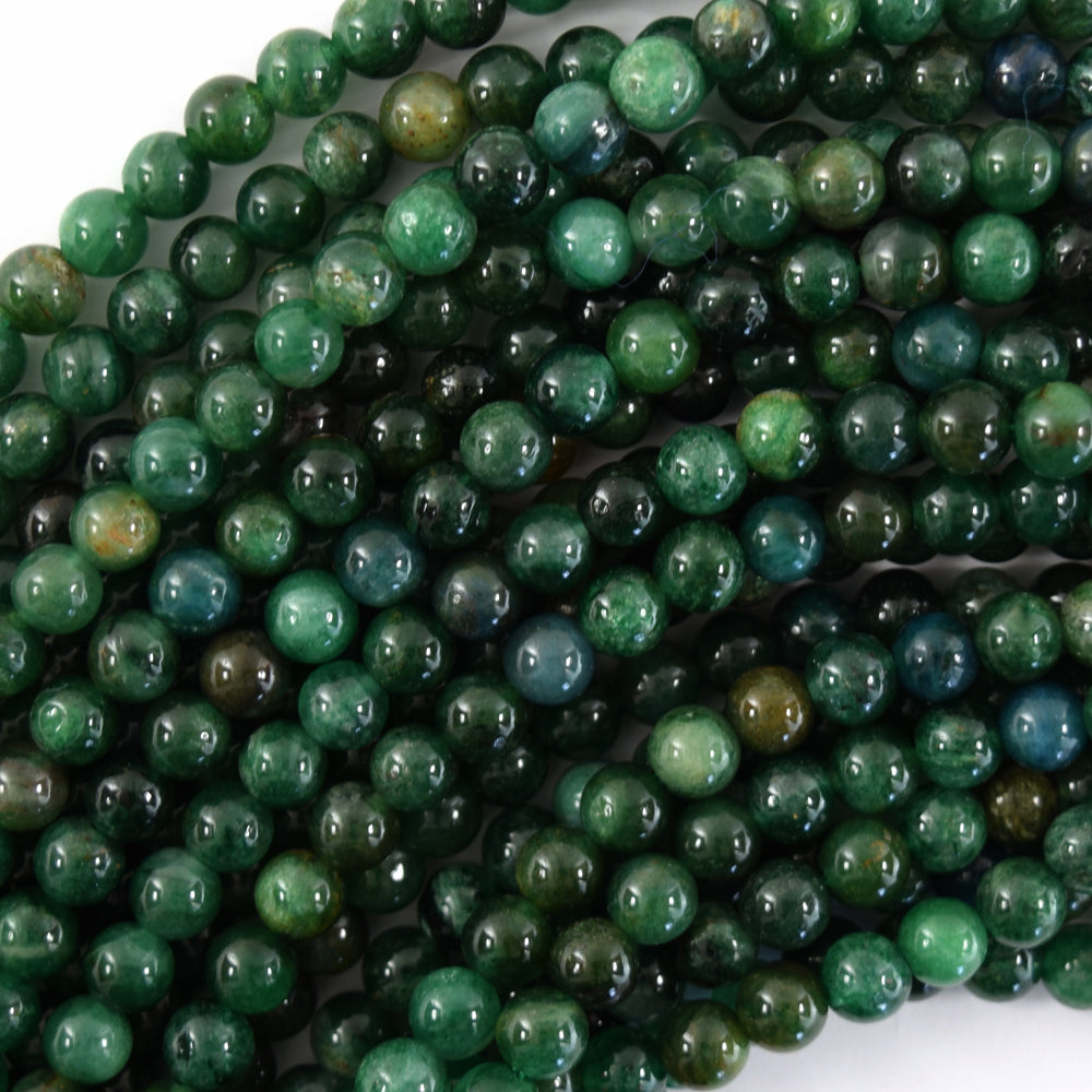 Natural Green Mica Muscovite in Fuchsite Round Beads 15" Strand 6mm 8mm 10mm