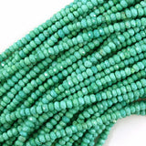 Faceted Green Turquoise Rondelle Button Beads Gemstone 15.5