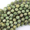 Natural Green Mountain Jade Prism Double Point Cut Faceted Beads 15.5
