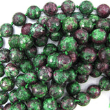 12mm faceted ruby zoisite jade round beads 12