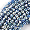 Mystic Titanium Faceted Blue Tibetan DZI Agate Round Beads 15