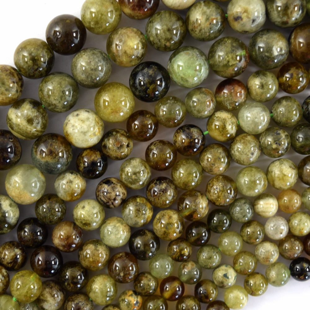 Natural Green Garnet Round Beads Gemstone 15" Strand 6mm 8mm 10mm