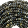 Natural Faceted Labradorite Rondelle button Beads 15.5