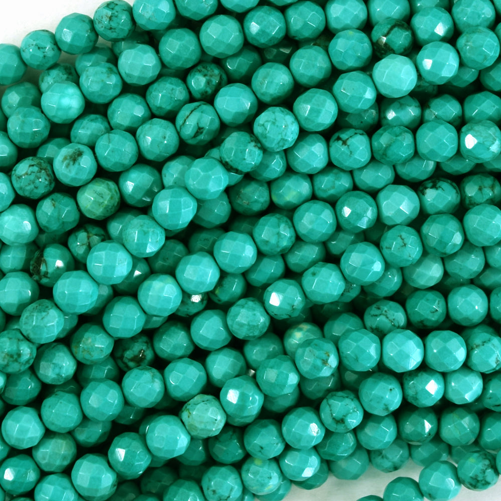 Faceted Green Turquoise Round Beads 15.5" Strand 2mm 3mm 4mm 6mm 8mm 10mm